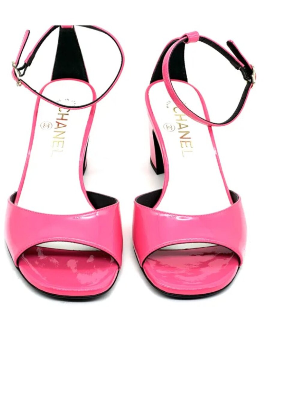 CHANEL 23A Metiers D'Art Pink Patent Ankle Strap Sandals Heels 39 US 8.5 NIB - Picture 3 of 11
